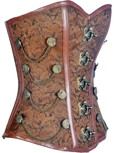 Corsage Vollbrust Steampunk braun